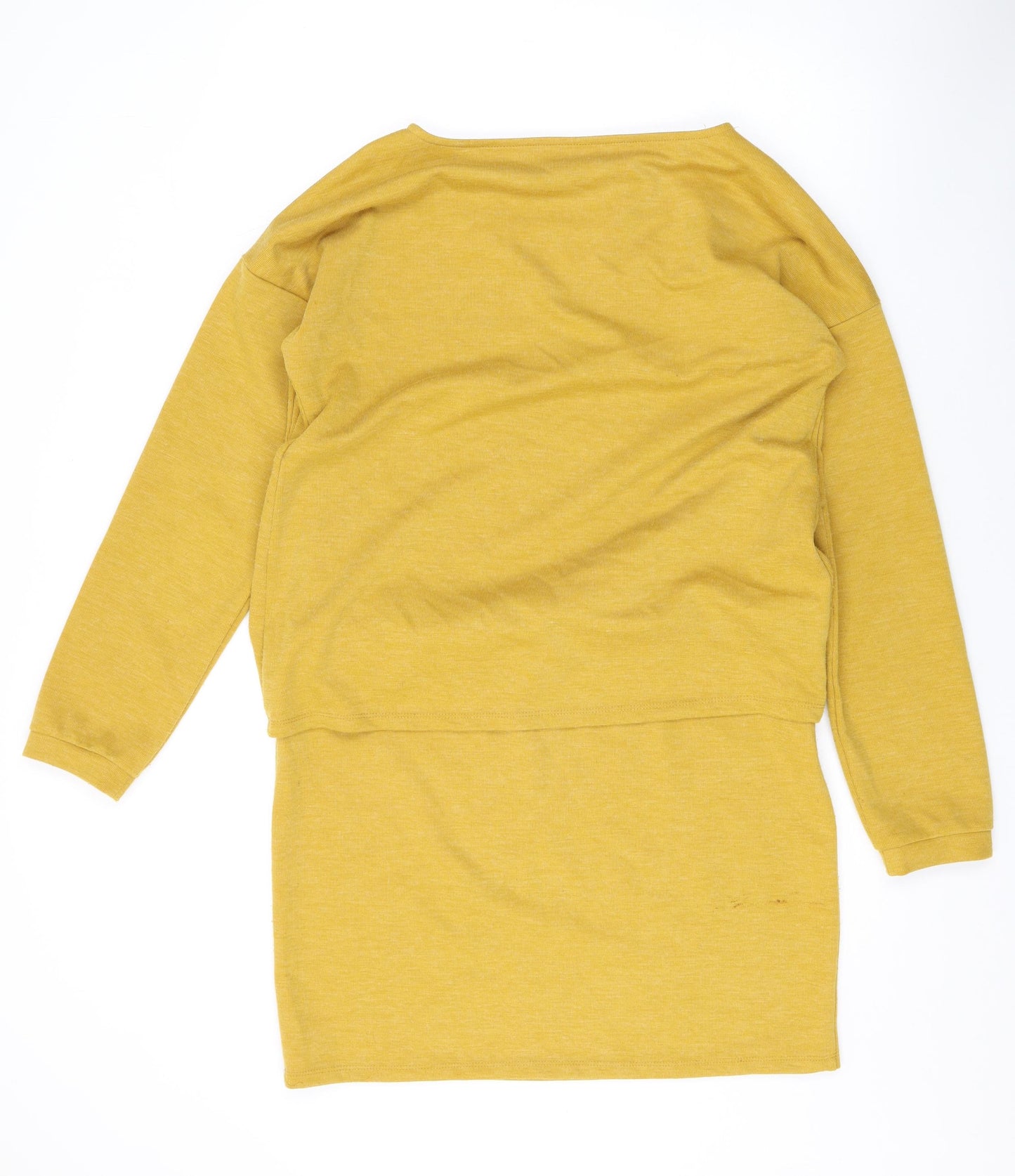 VERO MODA Womens Yellow Polyester Jumper Dress Size L Round Neck Pullover