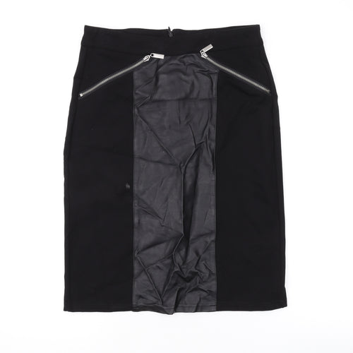 Paraphrase Womens Black Viscose Straight & Pencil Skirt Size M Zip