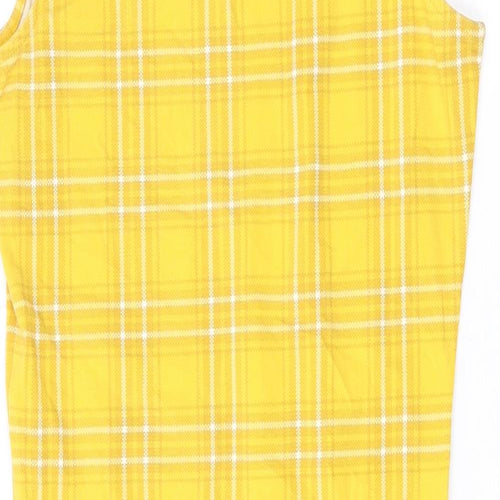 New Look Girls Yellow Plaid Cotton Pencil Dress Size 14-15 Years Mock Neck Pullover