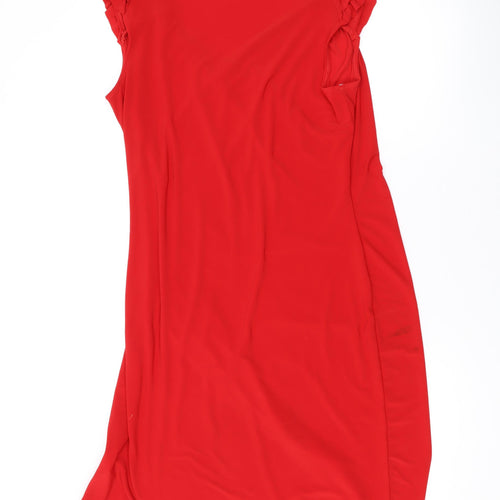Frank Lyman Womens Red Viscose A-Line Size 16 V-Neck Pullover