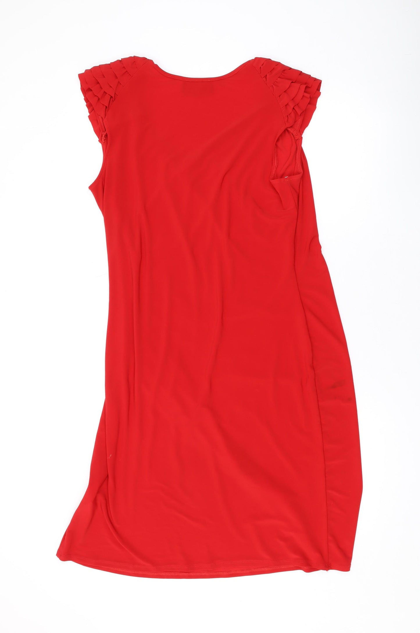 Frank Lyman Womens Red Viscose A-Line Size 16 V-Neck Pullover