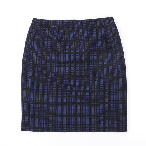 Topshop Womens Blue Geometric Cotton Mini Skirt Size 8 Zip