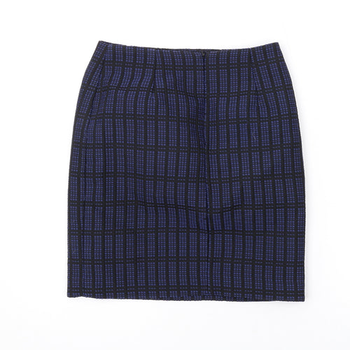 Topshop Womens Blue Geometric Cotton Mini Skirt Size 8 Zip