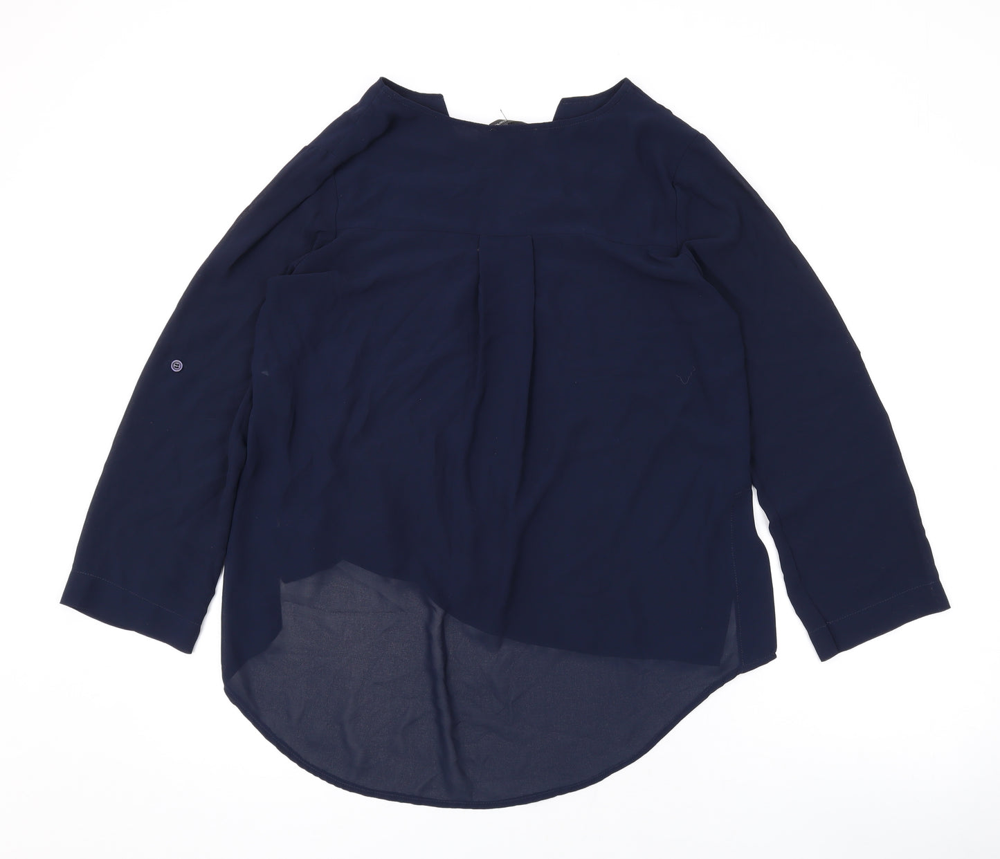 James Lakeland Womens Blue Polyester Basic Blouse Size 14 V-Neck