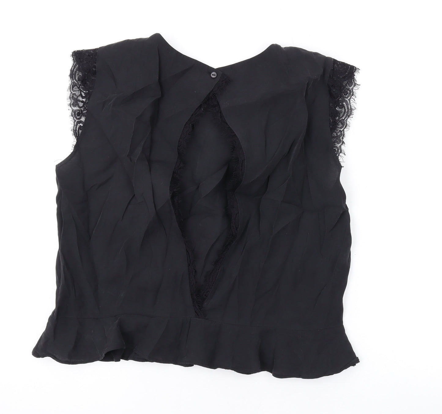 Zara Womens Black Modal Basic Blouse Size L Round Neck