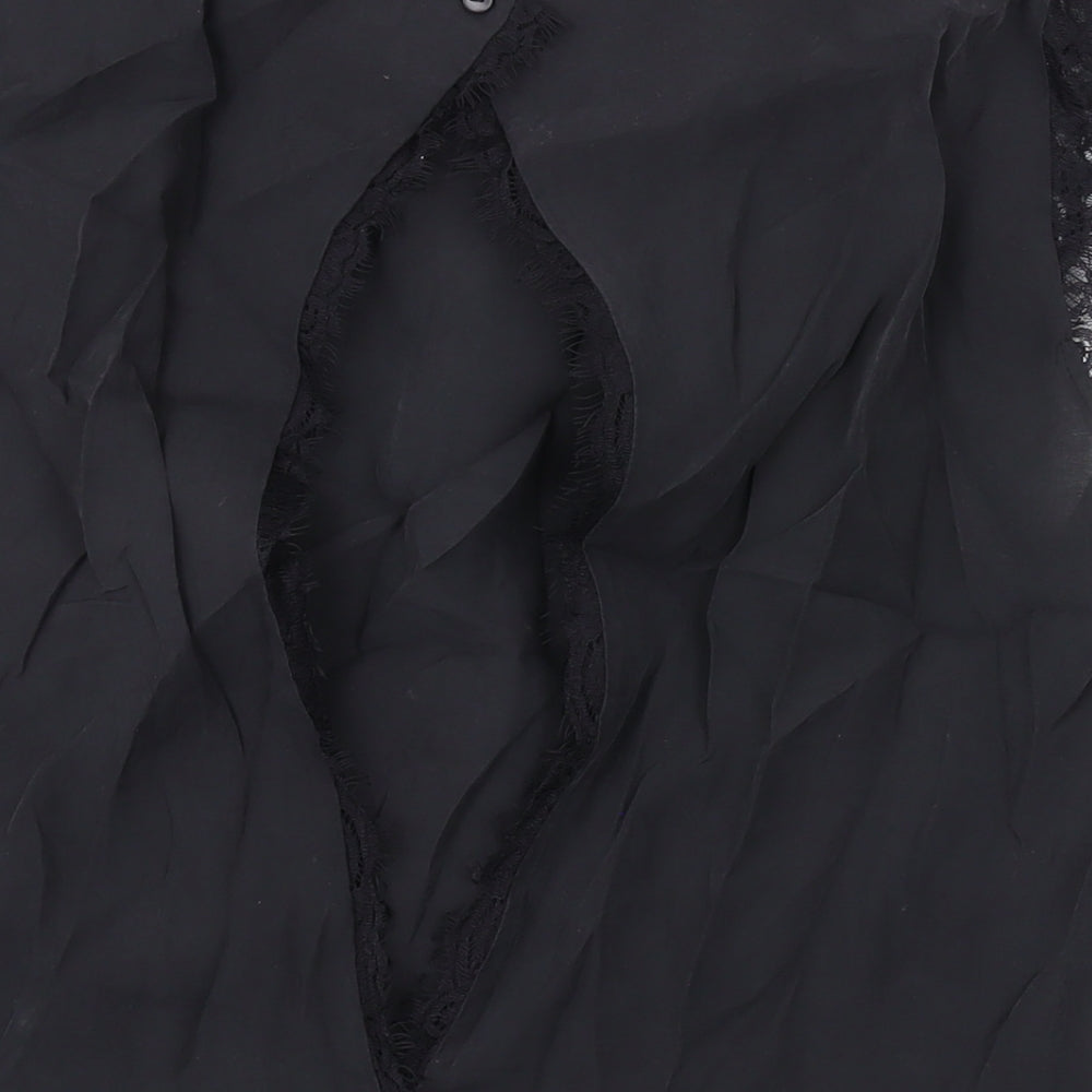 Zara Womens Black Modal Basic Blouse Size L Round Neck