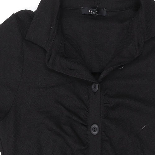 NEXT Womens Black Polyester T-Shirt Dress Size 14 V-Neck Button