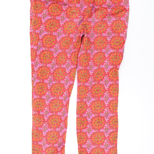 Boden Womens Orange Floral Cotton Trousers Size 8 L21 in Regular Zip