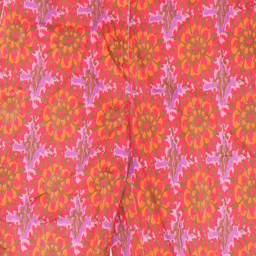 Boden Womens Orange Floral Cotton Trousers Size 8 L21 in Regular Zip