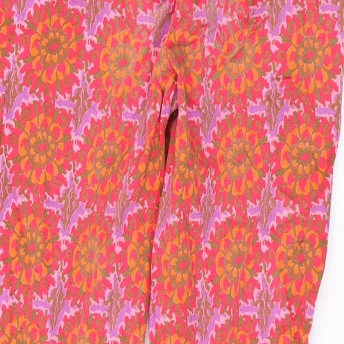 Boden Womens Orange Floral Cotton Trousers Size 8 L21 in Regular Zip