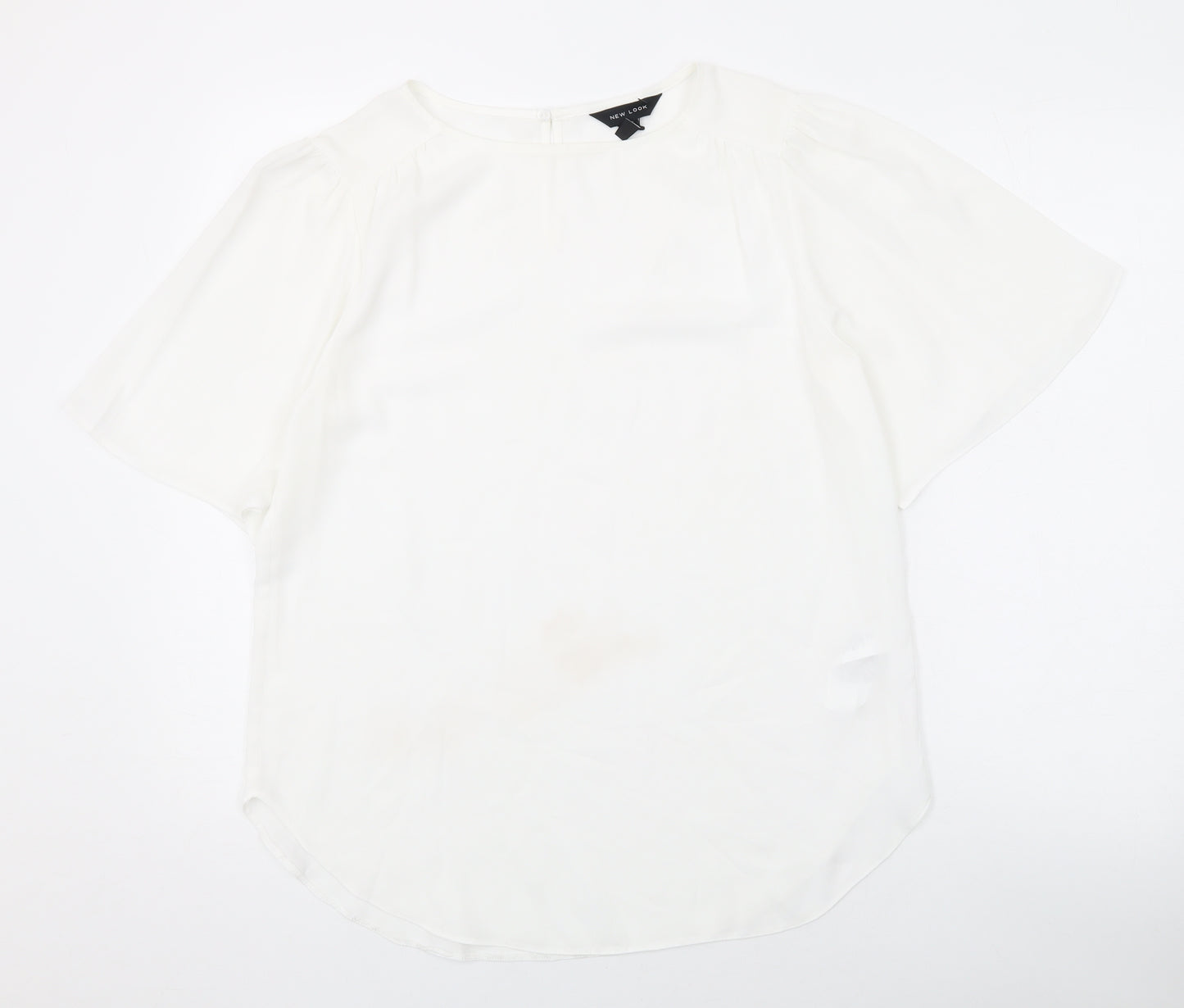New Look Womens White Polyester Basic Blouse Size 12 Round Neck