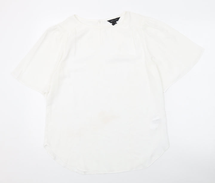 New Look Womens White Polyester Basic Blouse Size 12 Round Neck