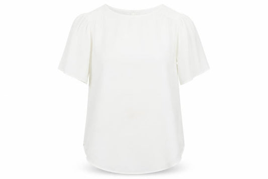Front view of New Look women’s white polyester basic blouse, size UK 12, round neck
