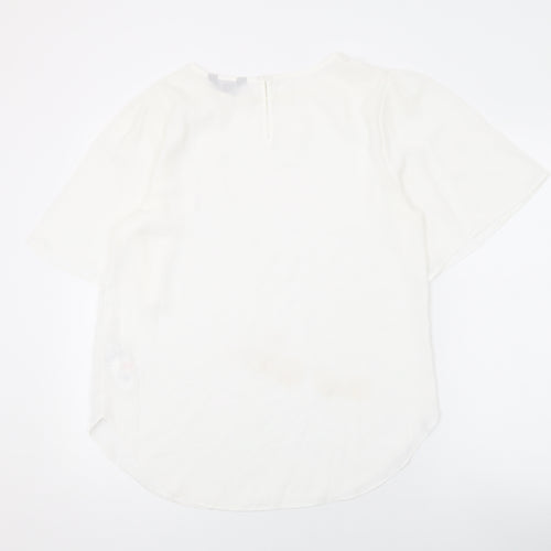 New Look Womens White Polyester Basic Blouse Size 12 Round Neck