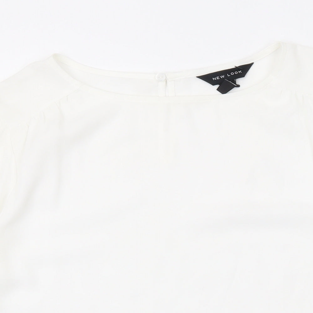 New Look Womens White Polyester Basic Blouse Size 12 Round Neck