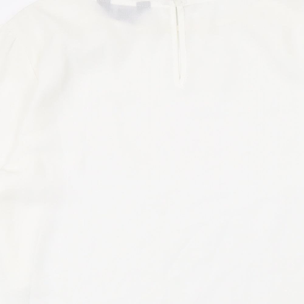 New Look Womens White Polyester Basic Blouse Size 12 Round Neck