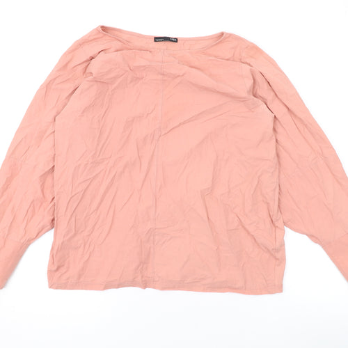 Zara Womens Pink Cotton Basic Blouse Size M Round Neck