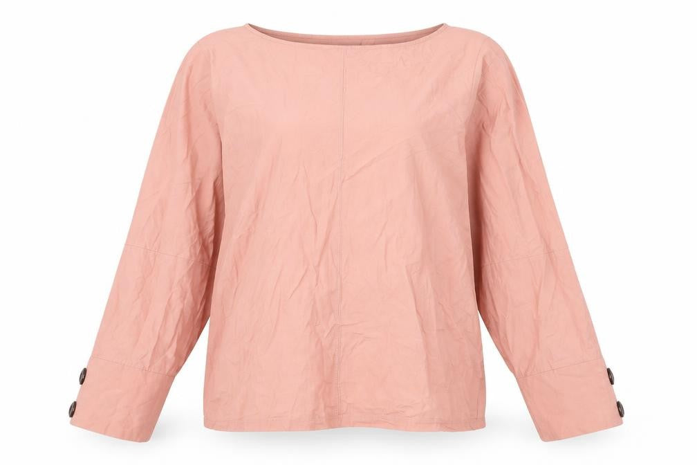 Zara Womens Pink Cotton Basic Blouse Size M Round Neck