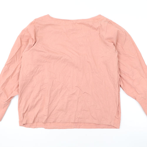 Zara Womens Pink Cotton Basic Blouse Size M Round Neck