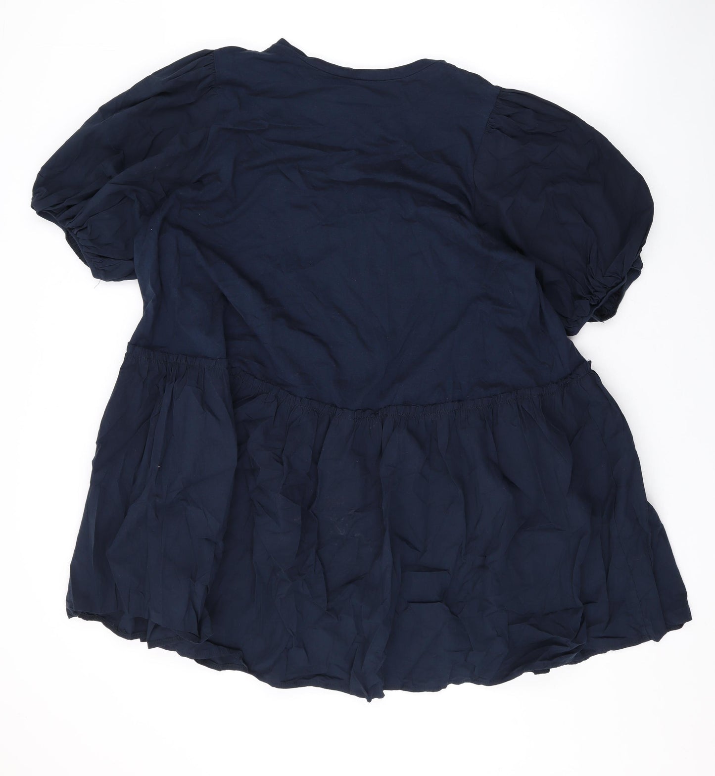 Zara Womens Blue Cotton A-Line Size L Round Neck Pullover