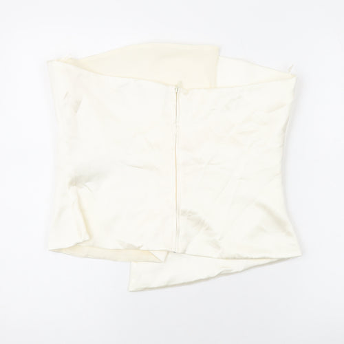 Zara Womens Ivory Polyester Basic Blouse Size XL Off the Shoulder