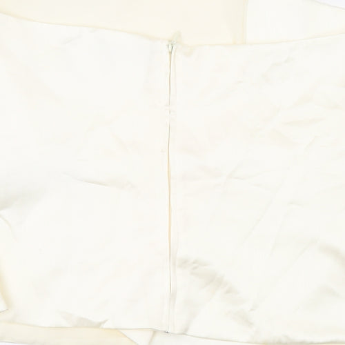 Zara Womens Ivory Polyester Basic Blouse Size XL Off the Shoulder