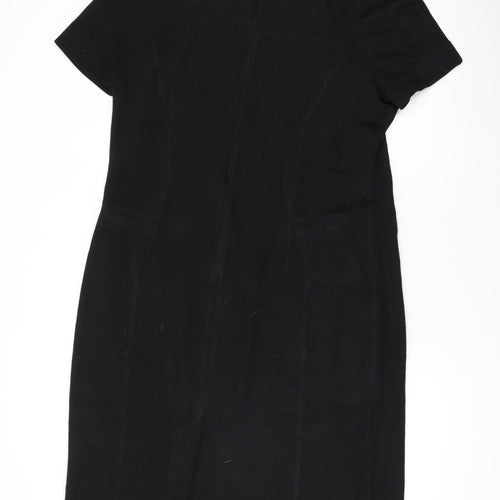 Roman Womens Black Geometric Acrylic A-Line Size 20 Scoop Neck Zip
