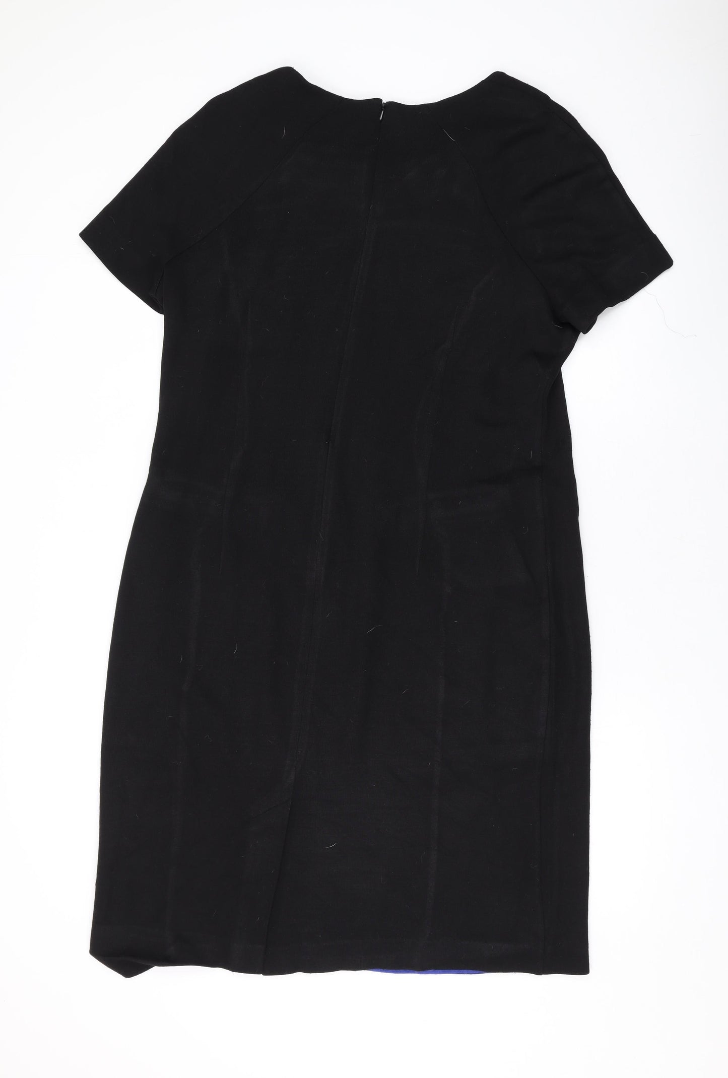 Roman Womens Black Geometric Acrylic A-Line Size 20 Scoop Neck Zip