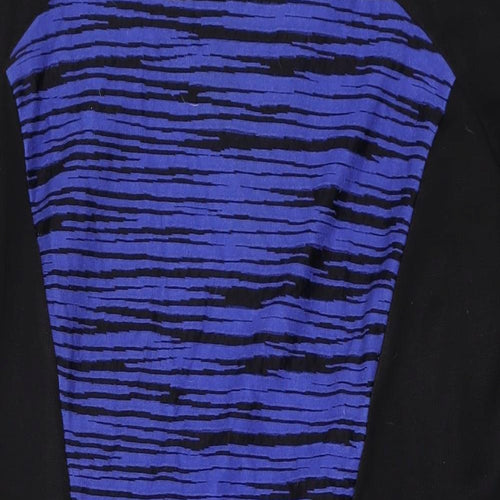 Roman Womens Black Geometric Acrylic A-Line Size 20 Scoop Neck Zip