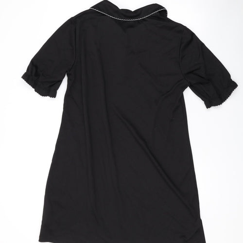 New Look Womens Black Polyester A-Line Size 18 Collared Button