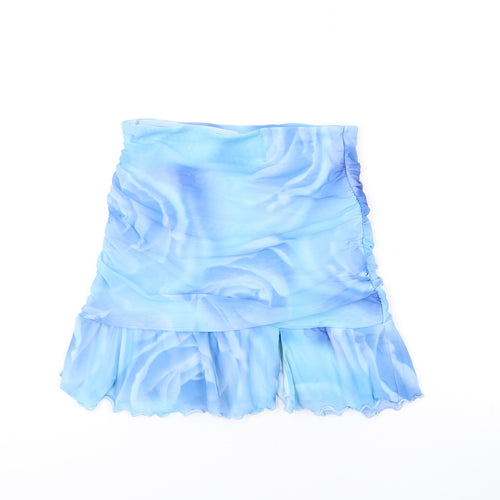 Oh Polly Womens Blue Geometric Polyester Mini Skirt Size 8