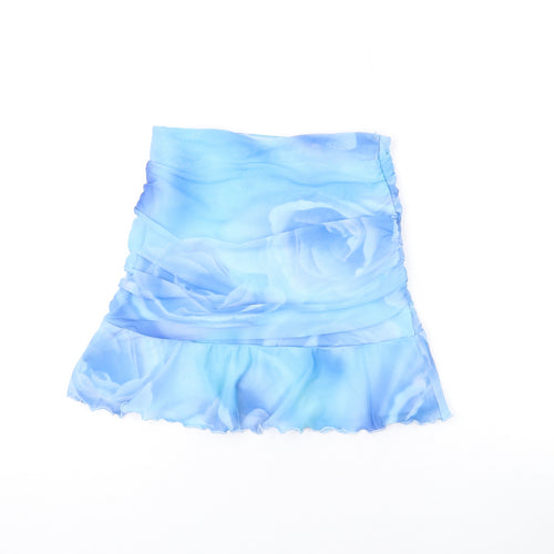 Oh Polly Womens Blue Geometric Polyester Mini Skirt Size 8