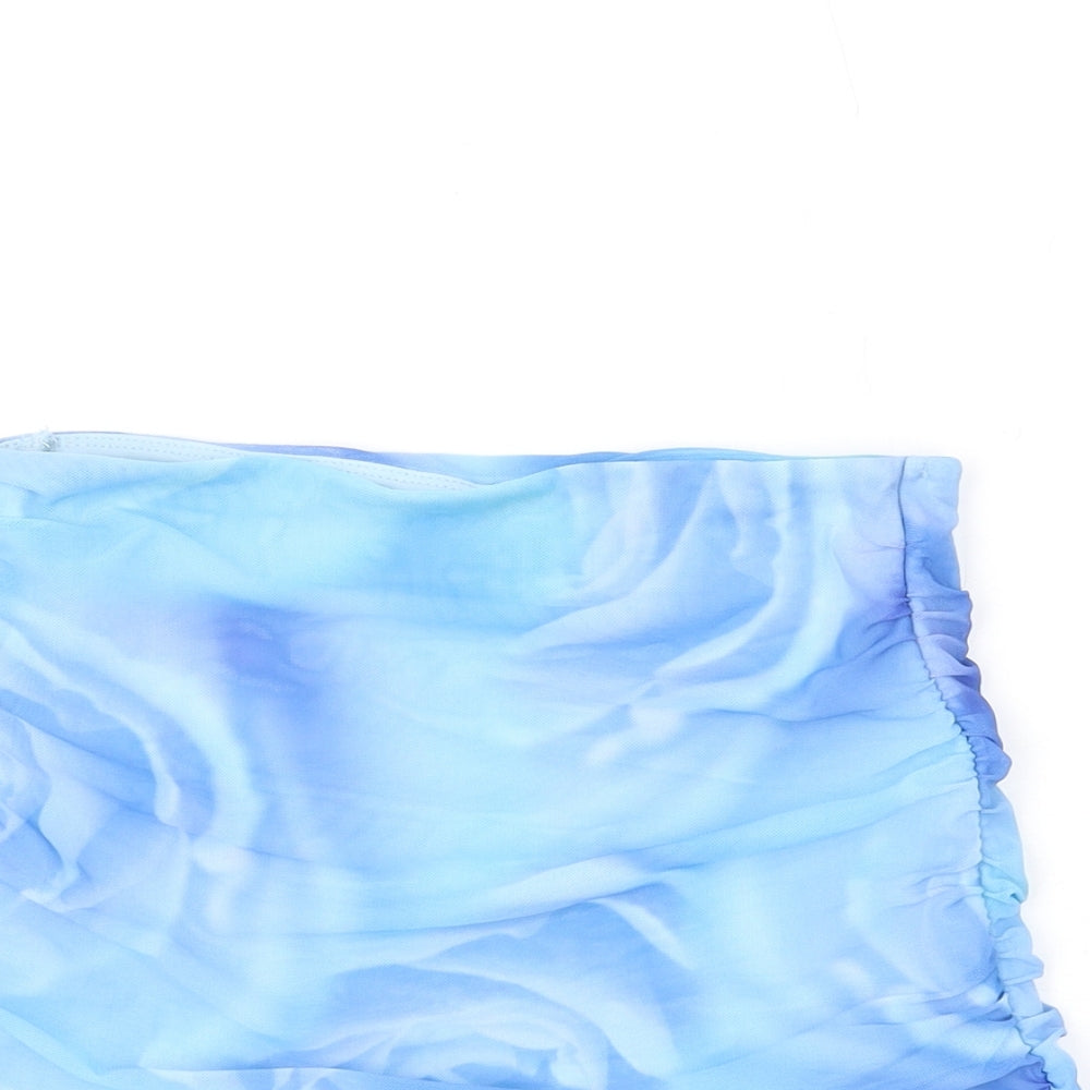 Oh Polly Womens Blue Geometric Polyester Mini Skirt Size 8