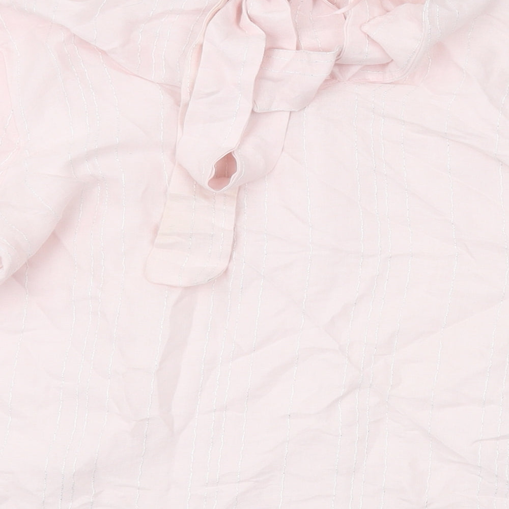 Oliver Bonas Womens Pink Striped Viscose Basic Blouse Size 12 Mock Neck