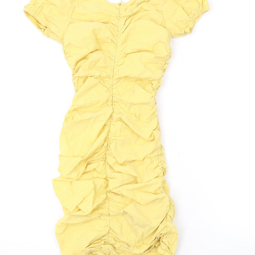Zara Womens Yellow Polyester Bodycon Size XS Sweetheart Zip