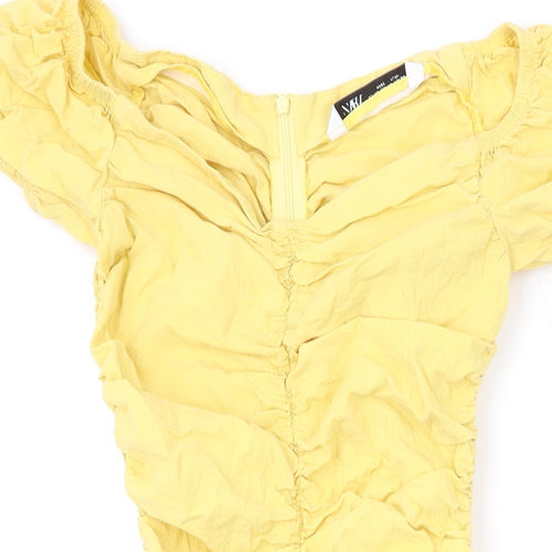 Zara Womens Yellow Polyester Bodycon Size XS Sweetheart Zip