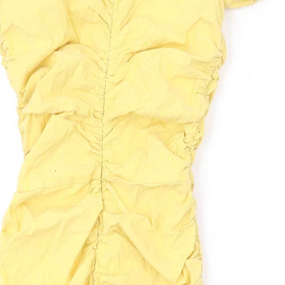 Zara Womens Yellow Polyester Bodycon Size XS Sweetheart Zip