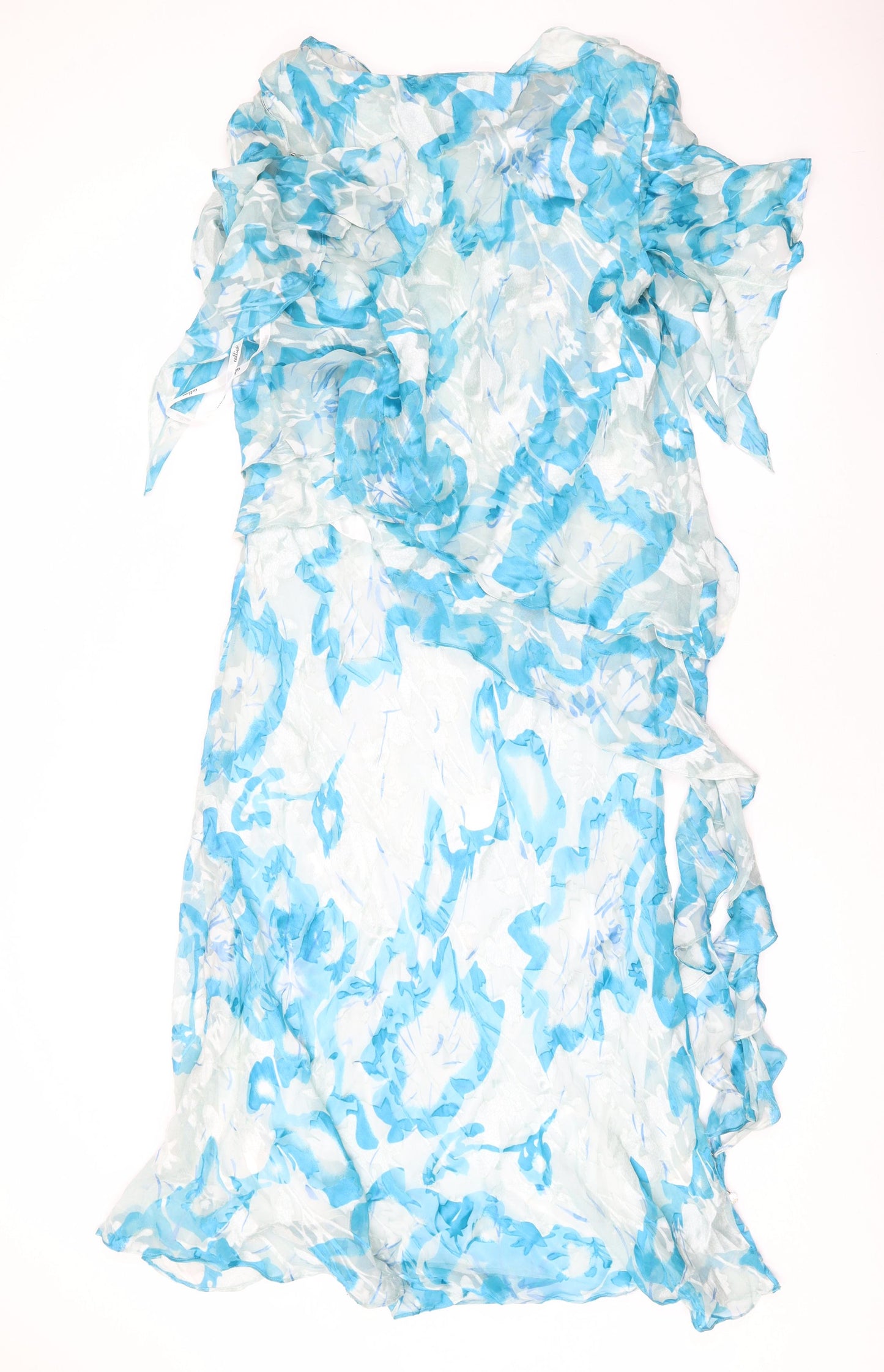 Cattina Womens Blue Geometric Polyester A-Line Size 14 Boat Neck Zip