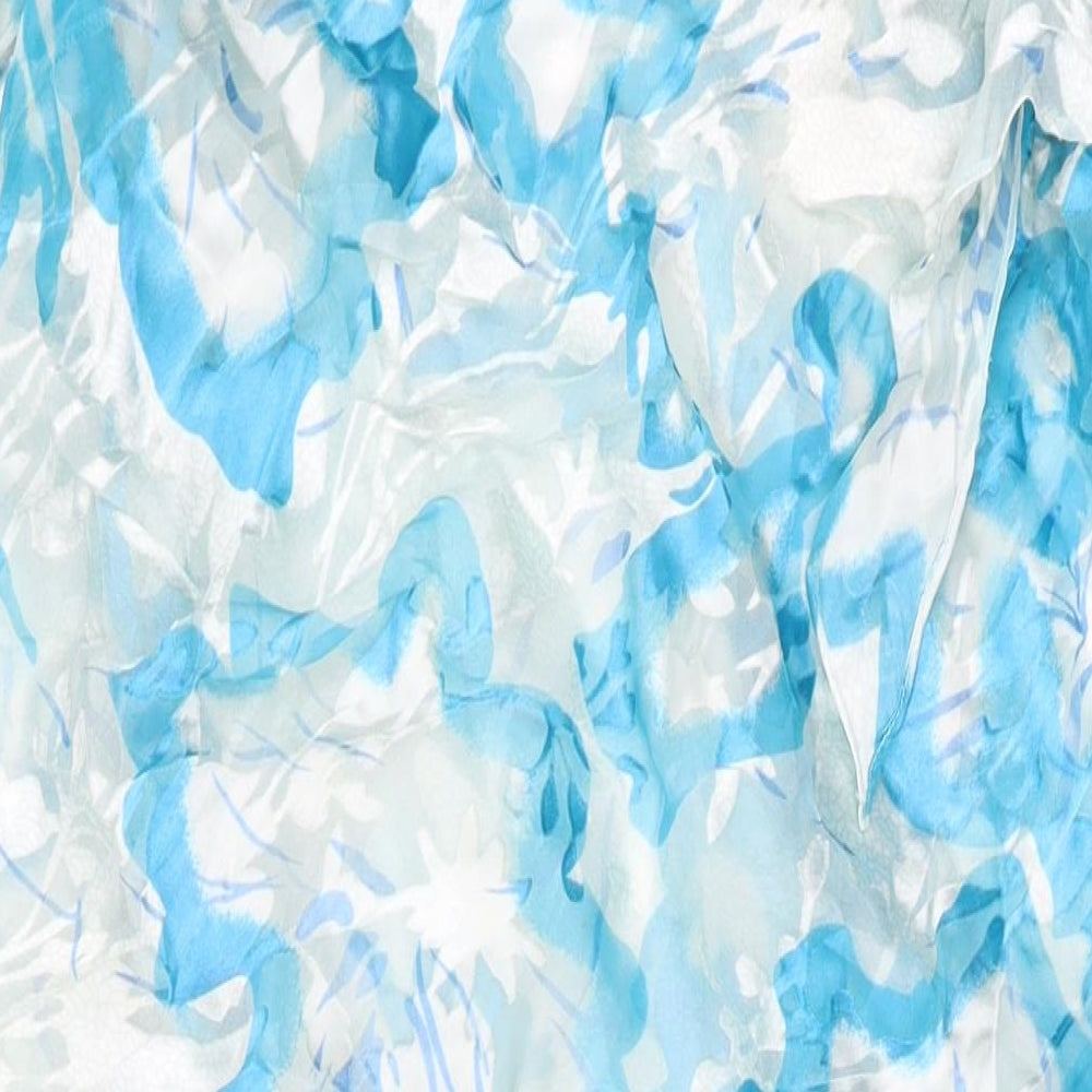 Cattina Womens Blue Geometric Polyester A-Line Size 14 Boat Neck Zip