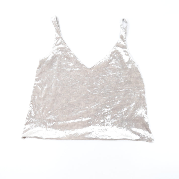 H&M Womens Silver Polyester Basic Tank Size S V-Neck