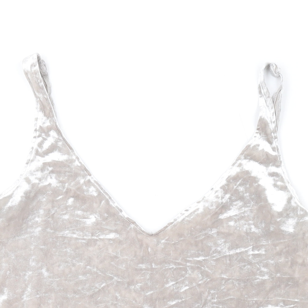 H&M Womens Silver Polyester Basic Tank Size S V-Neck