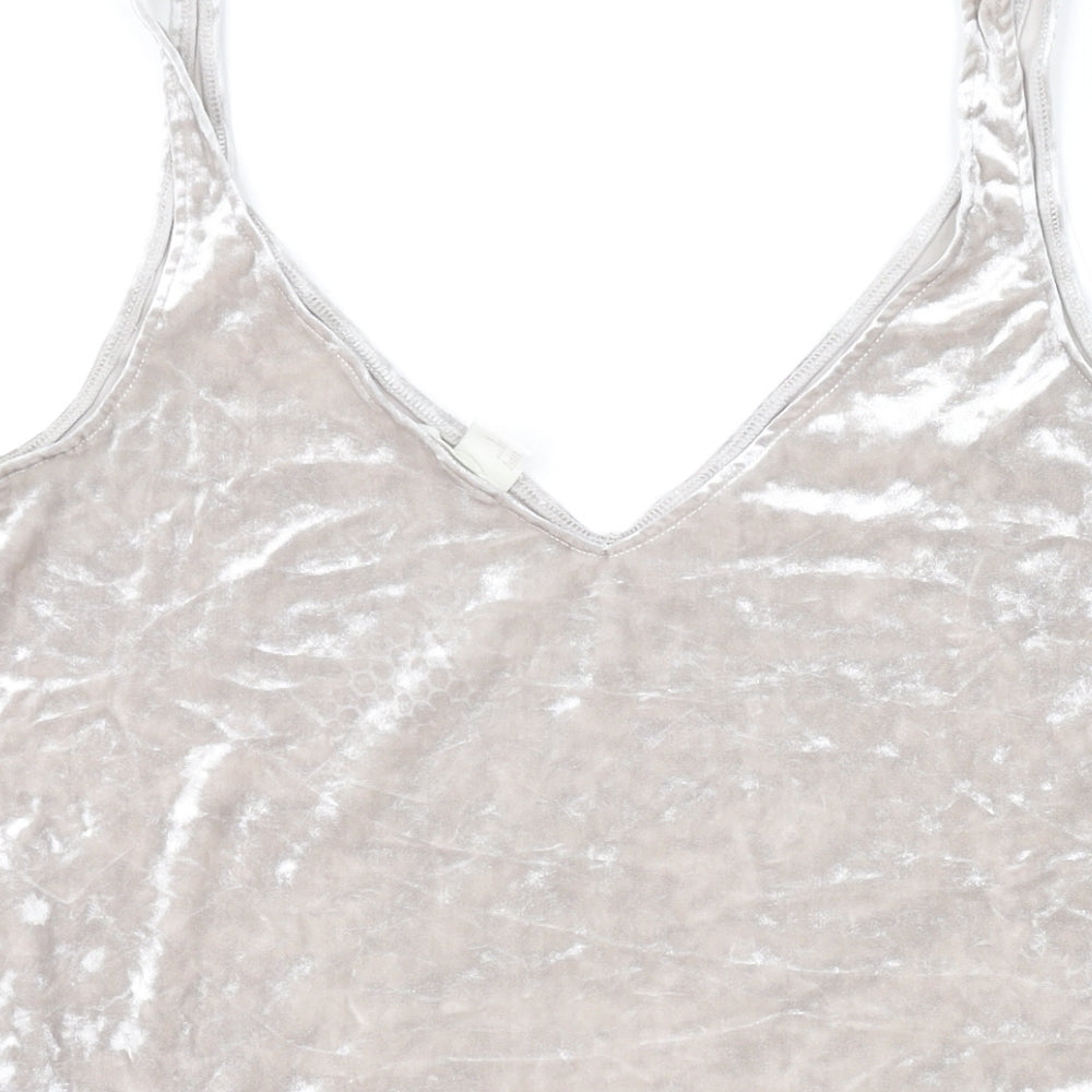 H&M Womens Silver Polyester Basic Tank Size S V-Neck