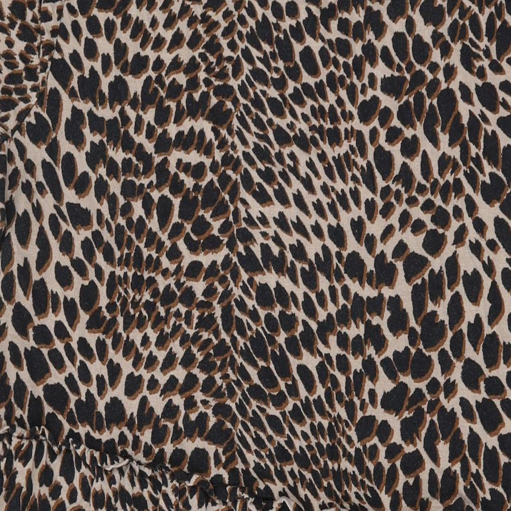 Warehouse Womens Brown Animal Print Viscose A-Line Size 16 Round Neck Pullover