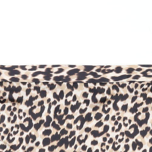 Zara Womens Brown Animal Print Polyester Mini Skirt Size L Zip
