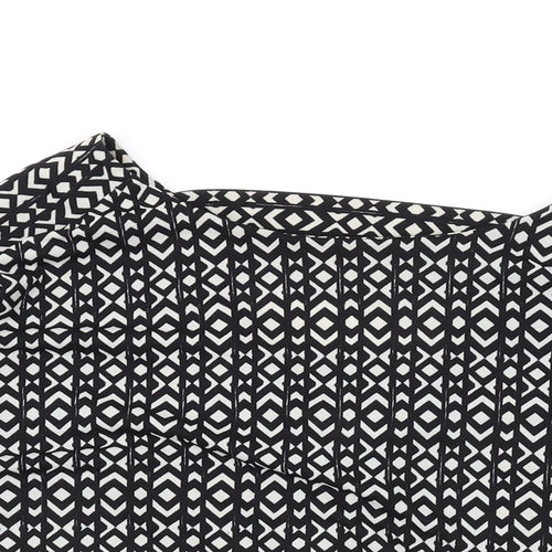 NEXT Womens Black Geometric Polyester Basic Blouse Size 10 Round Neck