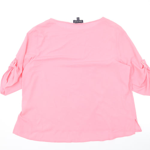 Saloos Womens Pink Polyester Basic Blouse Size 18 Round Neck