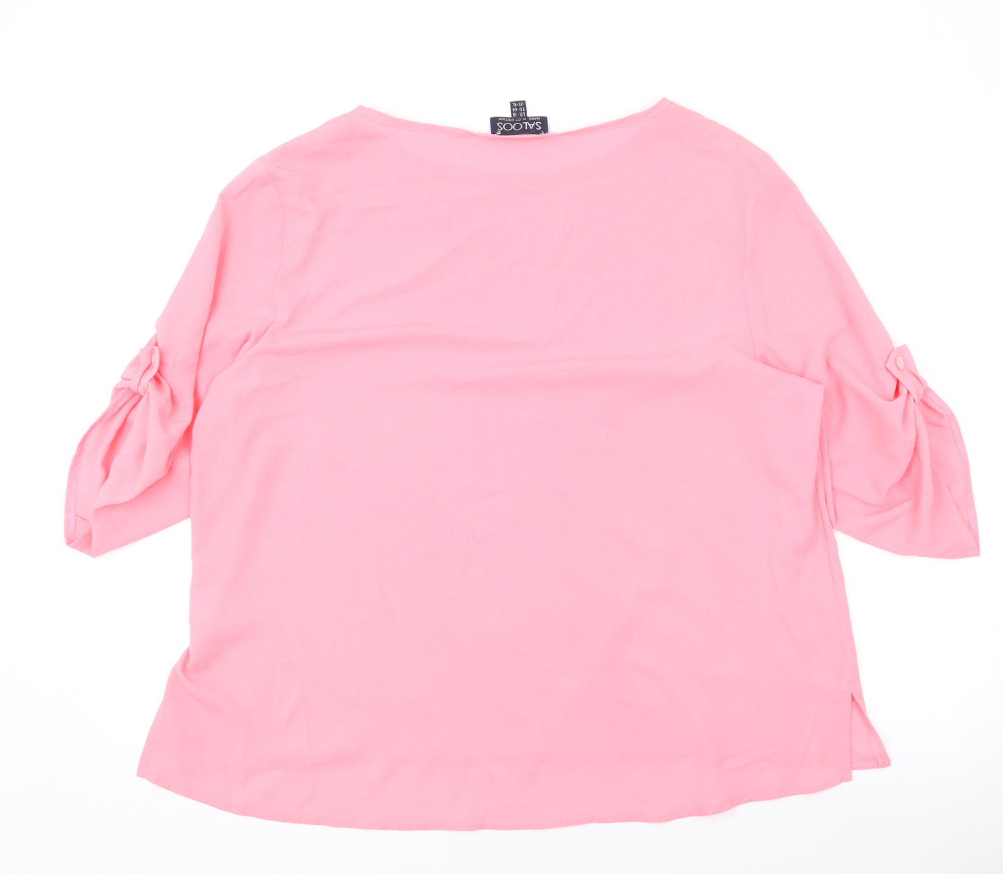 Saloos Womens Pink Polyester Basic Blouse Size 18 Round Neck