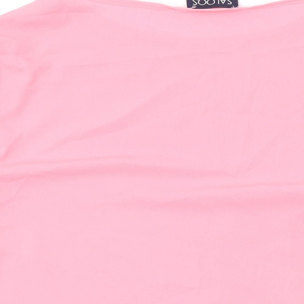 Saloos Womens Pink Polyester Basic Blouse Size 18 Round Neck