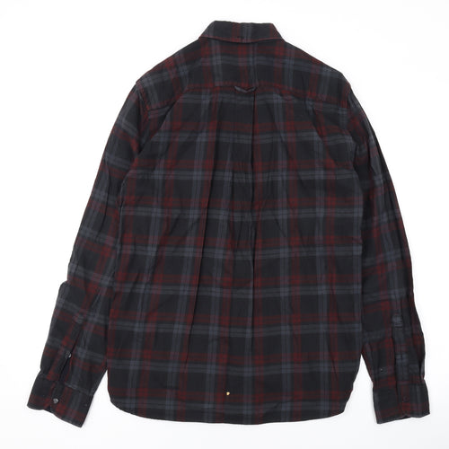 NEXT Mens Grey Plaid Cotton Button-Up Size M Collared Button