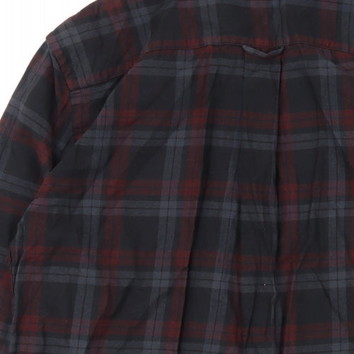 NEXT Mens Grey Plaid Cotton Button-Up Size M Collared Button